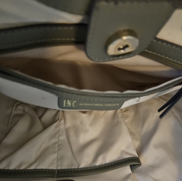 INC-International Concept Studded Army Green Leather Hobo Bag - Picture 12 of 13